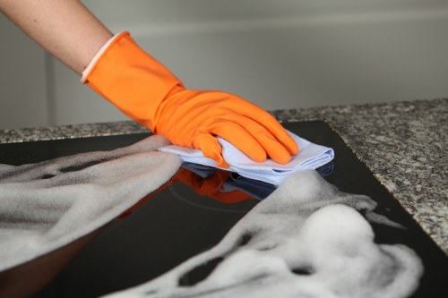 Domestic cleaning tools arranged for a tidy home