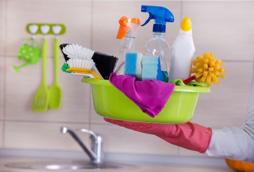 Airbnb cleaner preparing a rental living room for guests