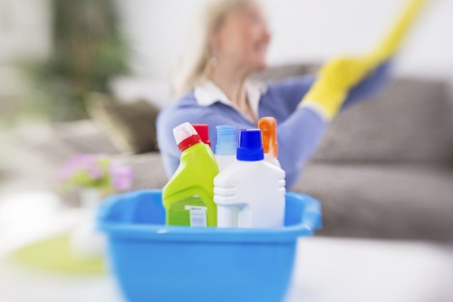 Professional cleaning supplies for Airbnb turnover service