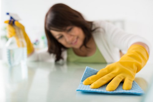 Professional move in cleaning inside kitchen cabinets